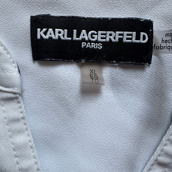 Karl Lagerfeld White Shirt Women’s Dots Sz XL Flowing - Picture 3 of 9